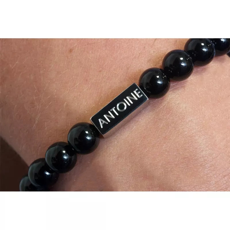 Coffret duo pour couple - Bracelets personnalisés perles Agates noires