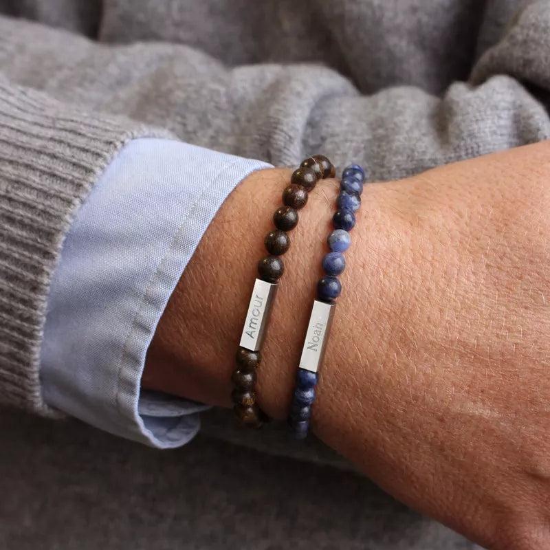 Bracelet homme personnalisé - Perles Sodalites