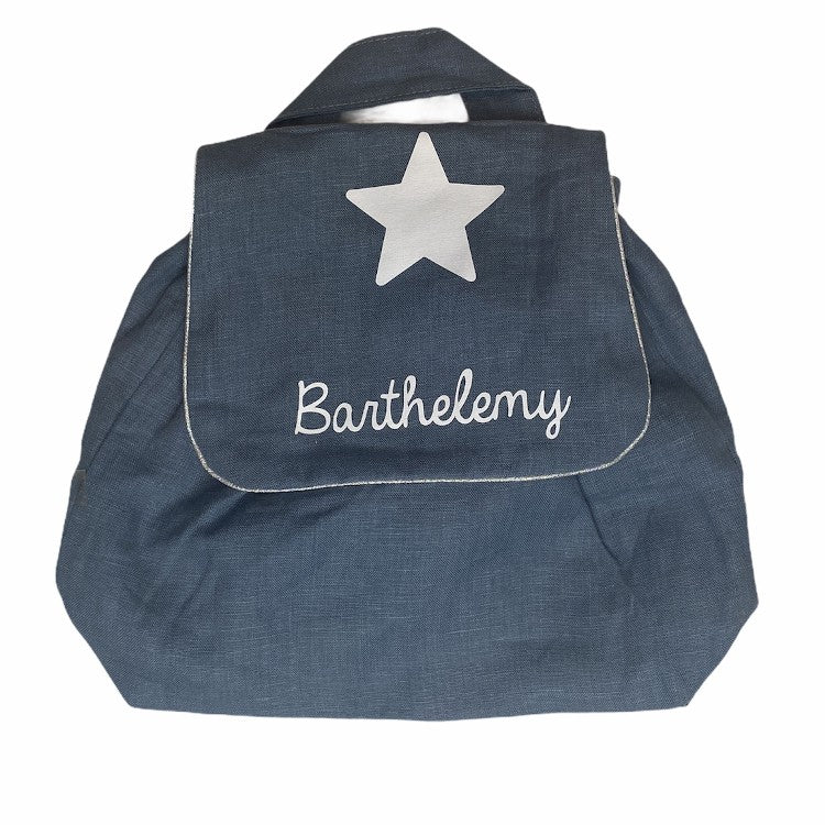 Sac à dos bébé déjà personnalisé Barthelemy bleu