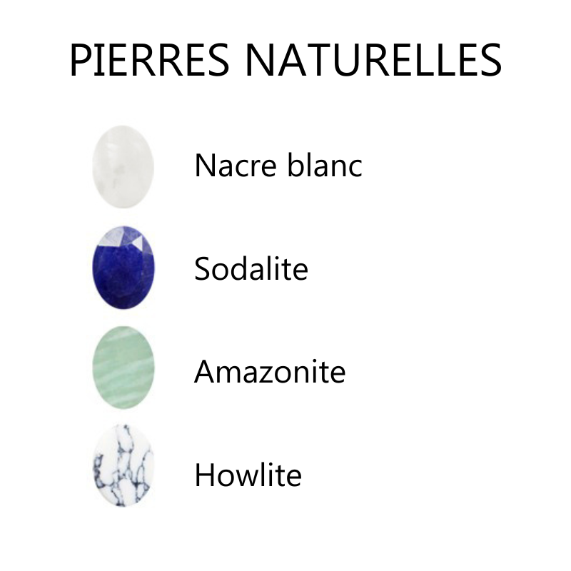 Collier pierre fine ovale personnalisé - Chaîne mailles allongées - Plaqué Or