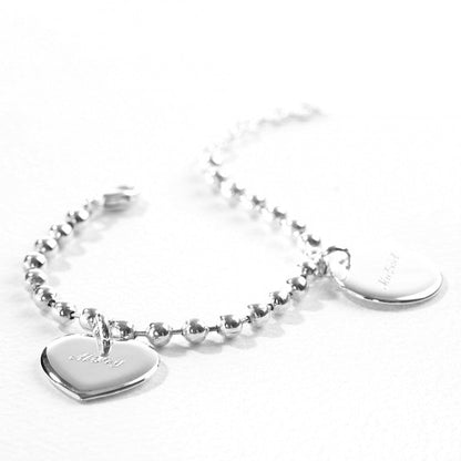Bracelet personnalisé - Chaîne et Charms médaille et/ou cœur Argent