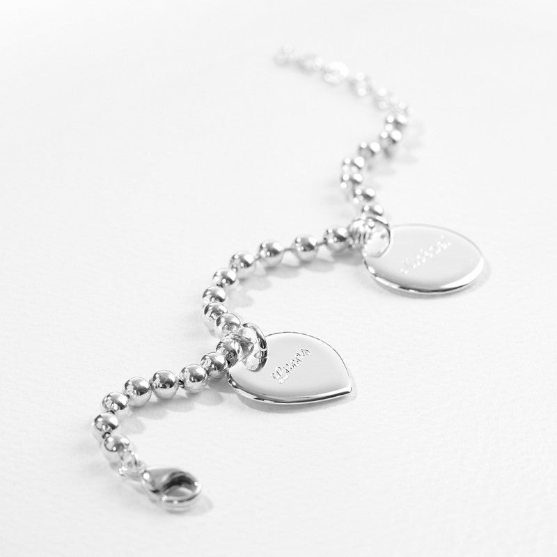 Bracelet personnalisé - Chaîne et Charms médaille et/ou cœur Argent