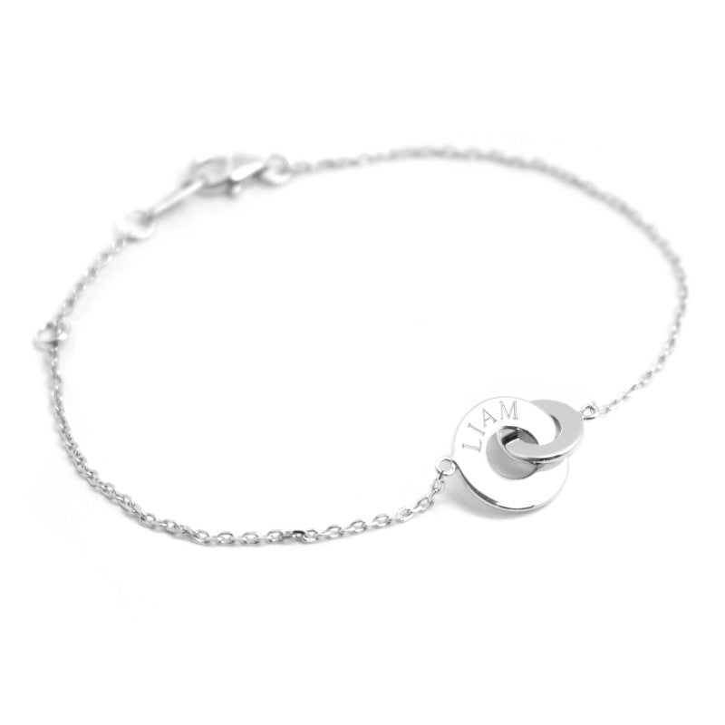 Bracelet personnalisé - Anneaux enlacés Argent - Cadeau personnalisé