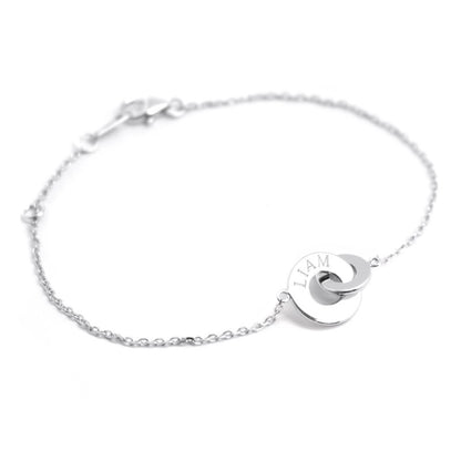 Bracelet personnalisé - Anneaux enlacés Argent - Cadeau personnalisé