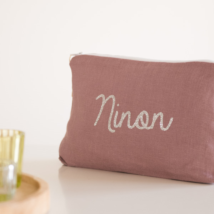 Trousse en lin personnalisée - Cadeau maîtresse