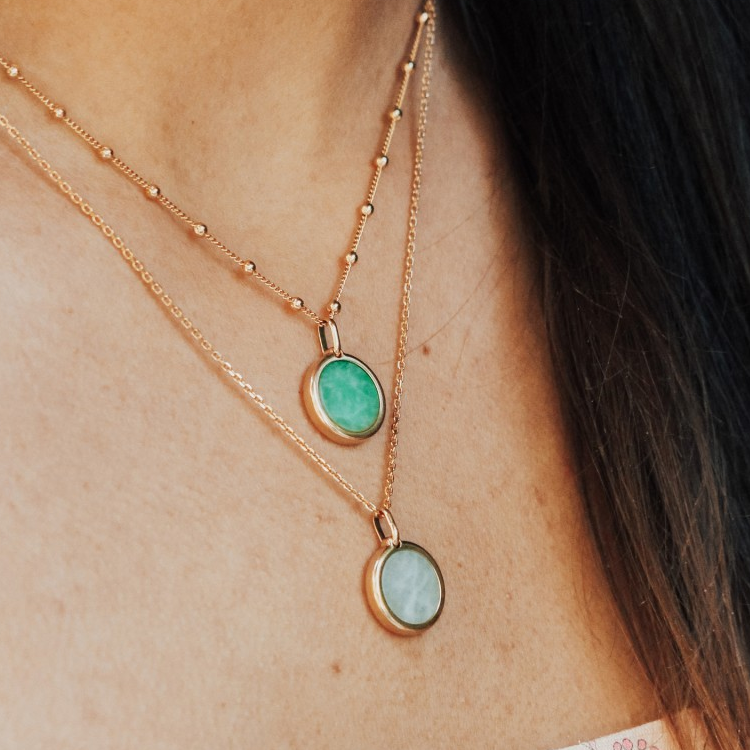 Collier pierre fine personnalisé - Chaîne fine - Plaqué Or