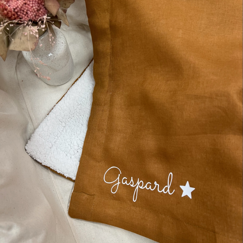Couverture personnalisée - Lin et fourrure