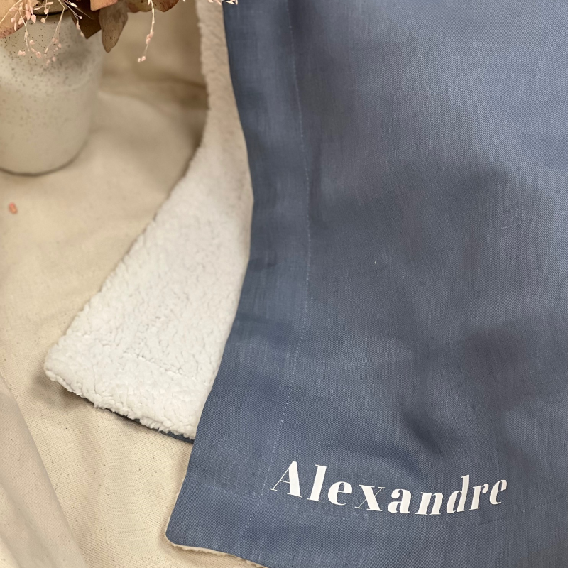 Couverture personnalisée - Lin et fourrure