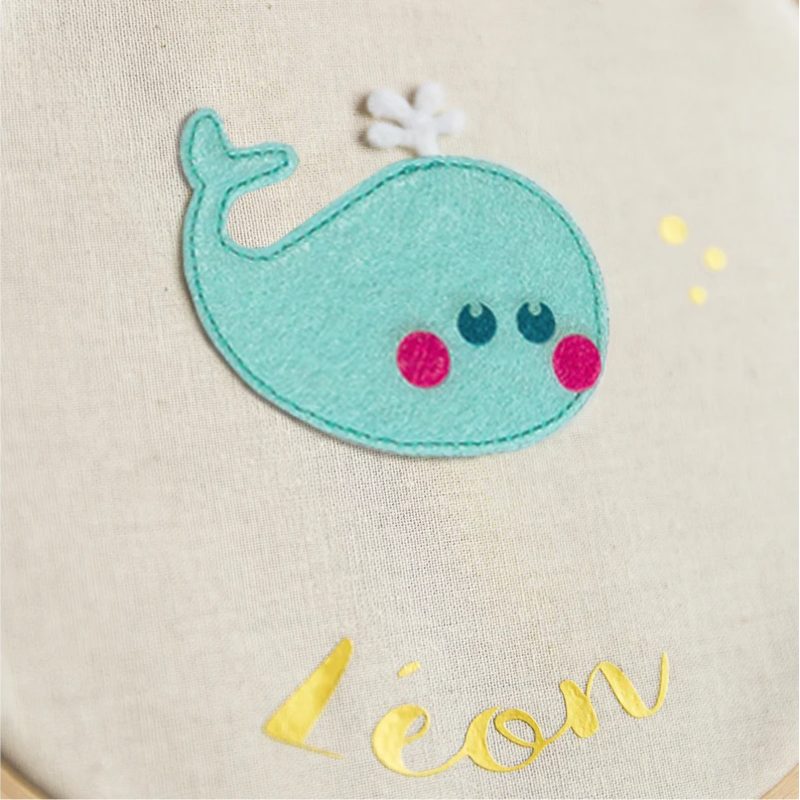 Cadre rond tambour mural personnalisé - Modèle baleine