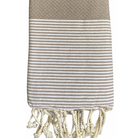 Fouta nid d'abeille rayé personnalisable - Taupe