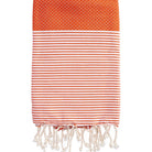 Fouta nid d'abeille rayé personnalisable - Orange