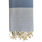 Fouta nid d'abeille rayé personnalisable- Bleu jean