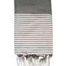 Fouta nid d'abeille rayé personnalisable - Gris