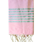 Fouta rayée argent personnalisable - Rose pâle