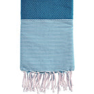 Fouta nid d'abeille rayé personnalisable - Turquoise