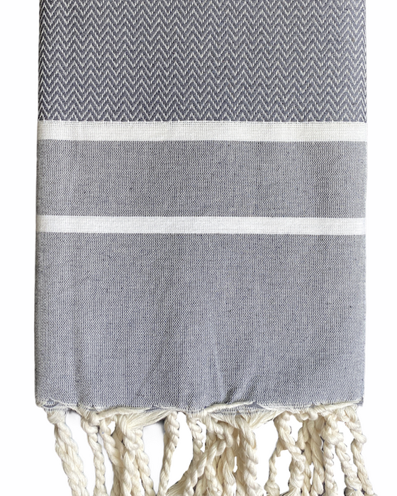 Fouta chevron personnalisable - Gris moyen