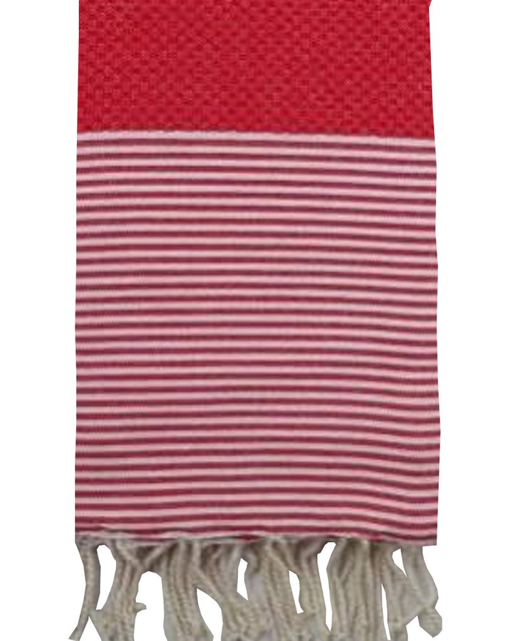 fouta-nid-d-abeille-rayé-rouge