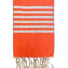 Fouta rayée argent personnalisable - Orange
