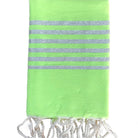 Fouta rayée argent personnalisable - Jaune fluo