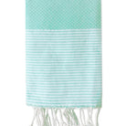 Fouta nid d'abeille rayé personnalisable - Vert d'eau
