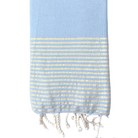Fouta rayée or - Bleu pâle