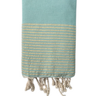 Fouta rayée or - Vert d'eau