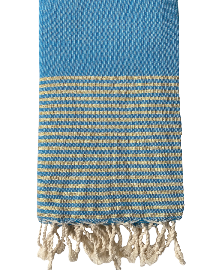 Fouta rayée or - Turquoise