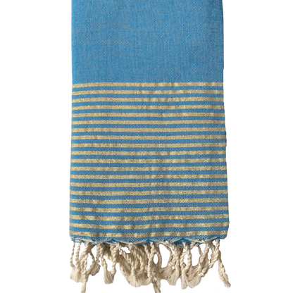 Fouta rayée or - Turquoise