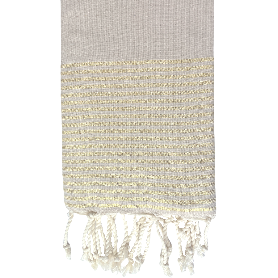 Fouta rayée or - Beige