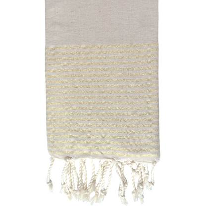 Fouta rayée or - Beige
