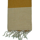 Fouta nid d'abeille rayé personnalisable - Moutarde