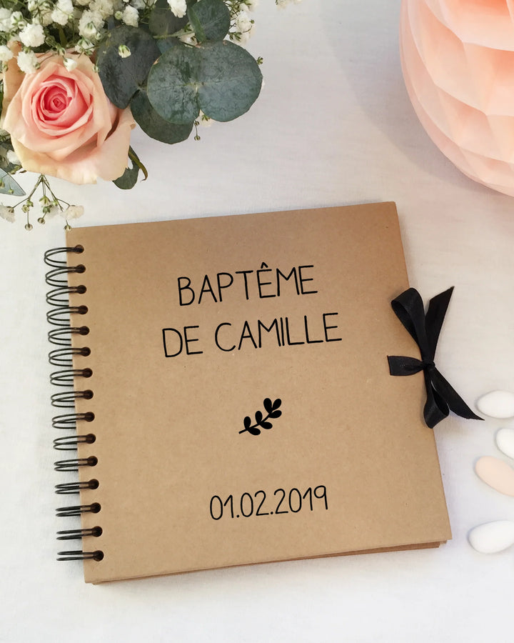 Album photo personnalisé en Kraft - Cadeau Baptême et Communion