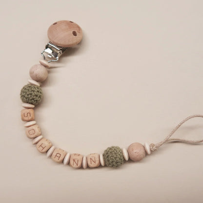 Attache tétine personnalisée - Modèle Hêtre & crochet