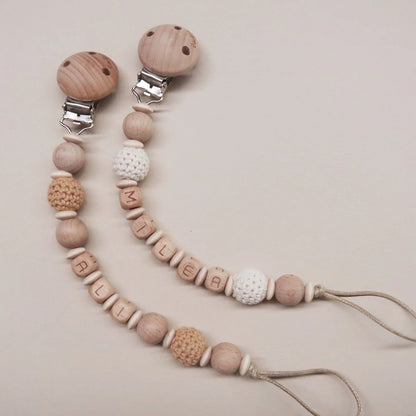 Attache tétine personnalisée - Modèle Hêtre & crochet