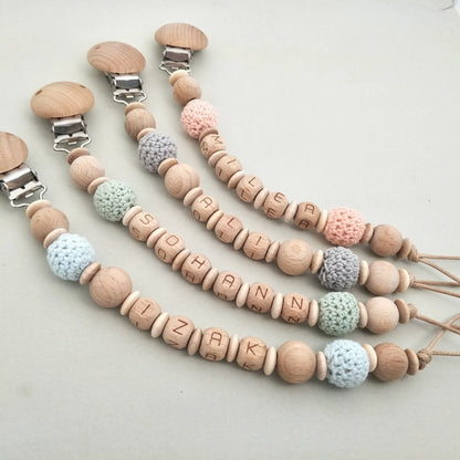 Attache tétine personnalisée - Modèle Hêtre & crochet