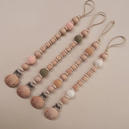 Attache tétine personnalisée - Modèle Hêtre & crochet