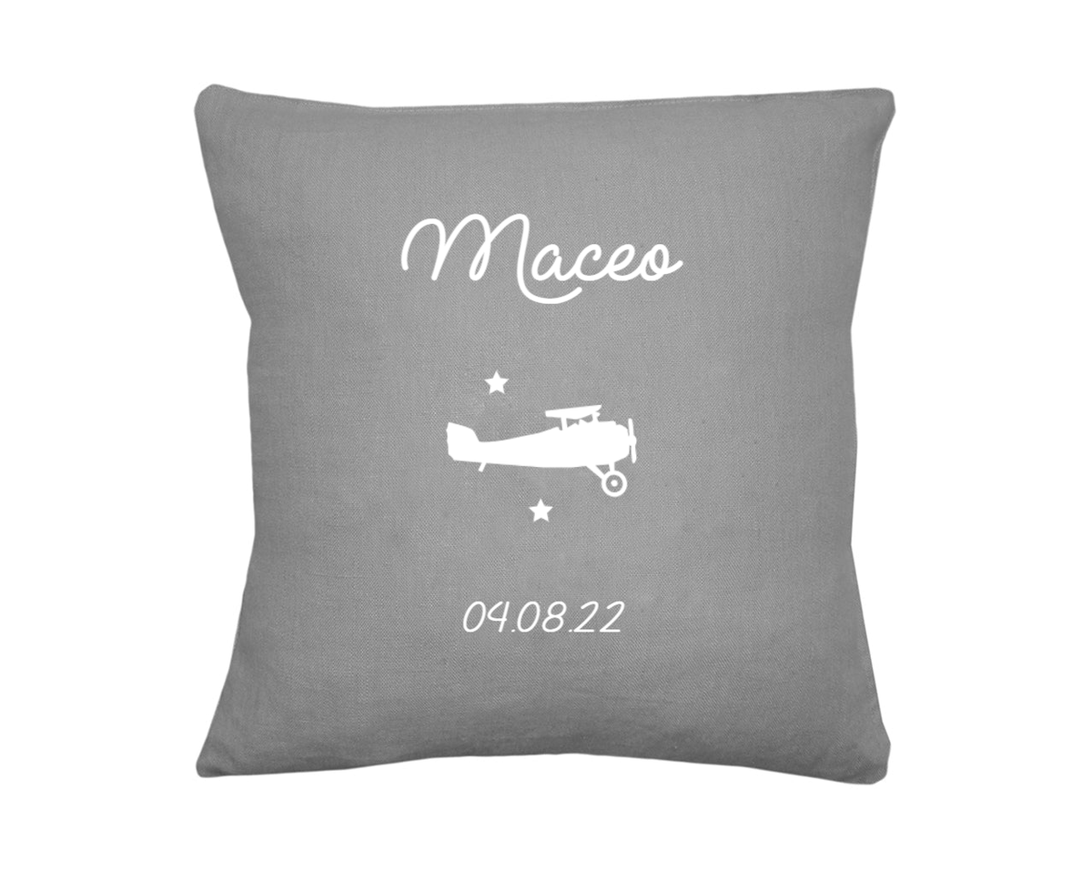 Coussin en lin bébé personnalisé