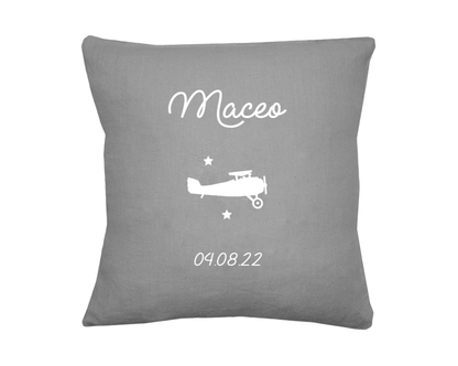 Coussin en lin bébé personnalisé