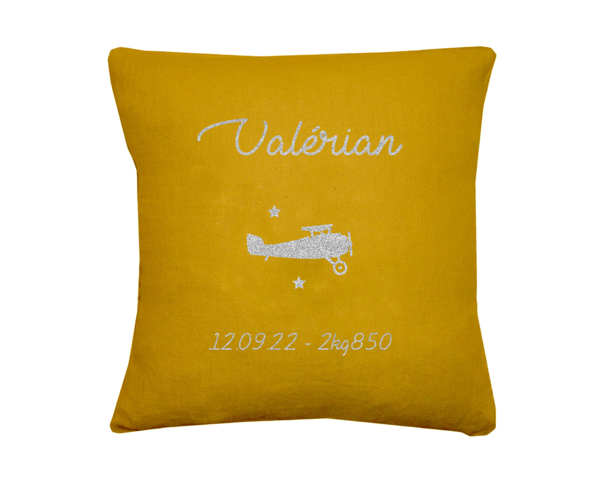 Coussin en lin bébé personnalisé