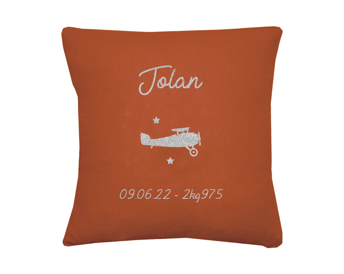Coussin en lin bébé personnalisé