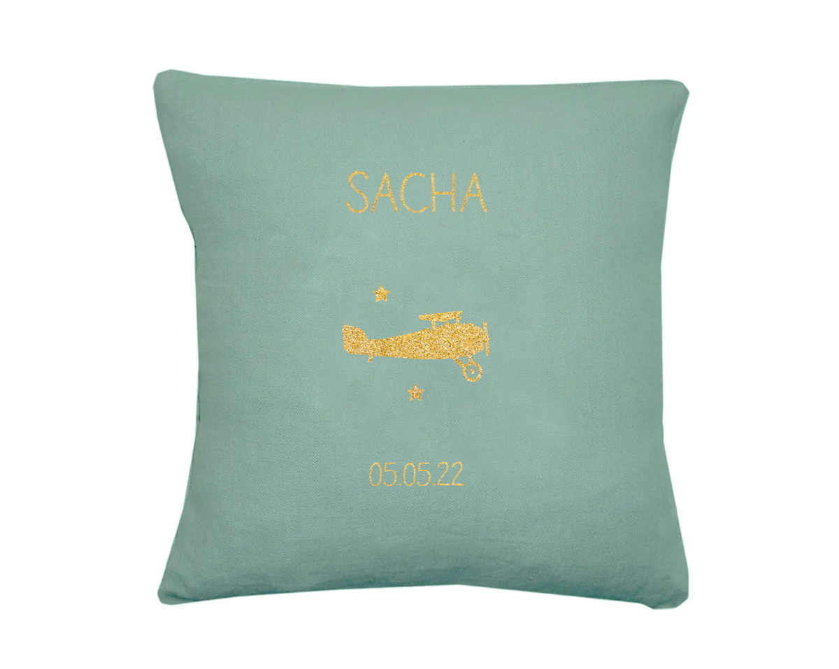 Coussin en lin bébé personnalisé