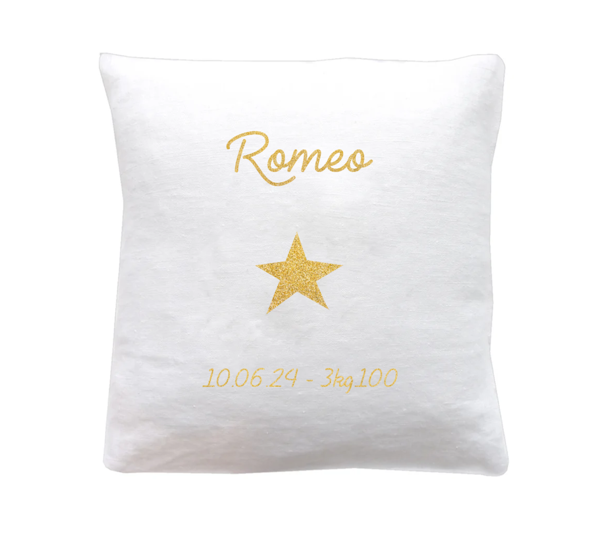 Coussin en lin bébé personnalisé