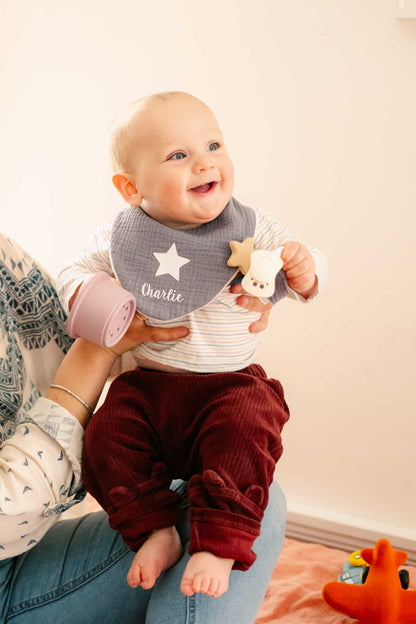 Bavoir bandana personnalisé double gaze de coton