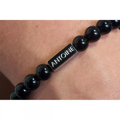 Coffret duo pour couple - Bracelets personnalisés perles Agates noires