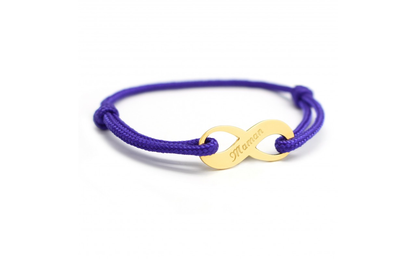 Bracelet cordon personnalisé femme - Signe infini - Argent ou Plaqué or