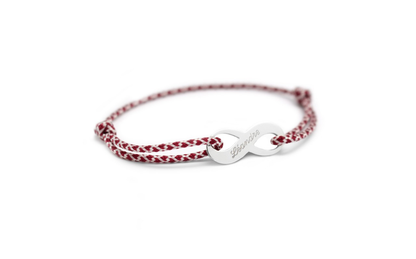 Bracelet cordon personnalisé homme - Signe infini - Argent