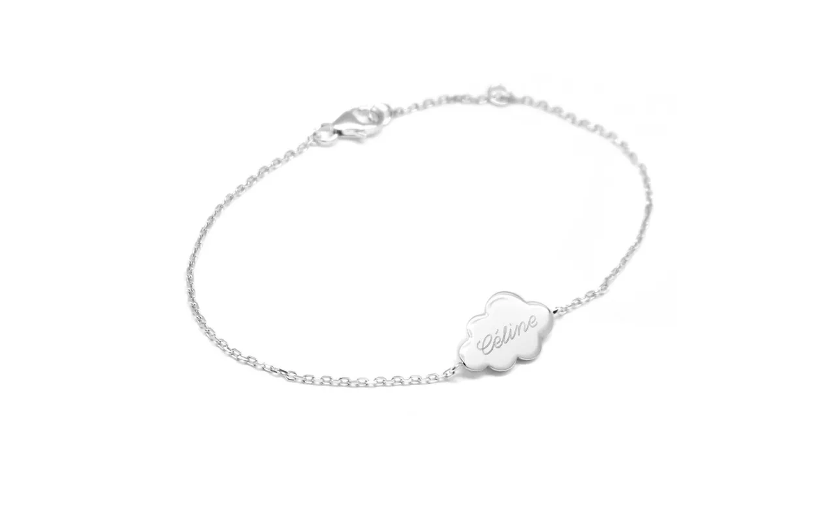 Bracelet chaîne personnalisé - Nuage Plaqué Or ou Argent