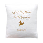 Coussin en lin personnalisé - Cadeau Baptême - Cadeau Communion