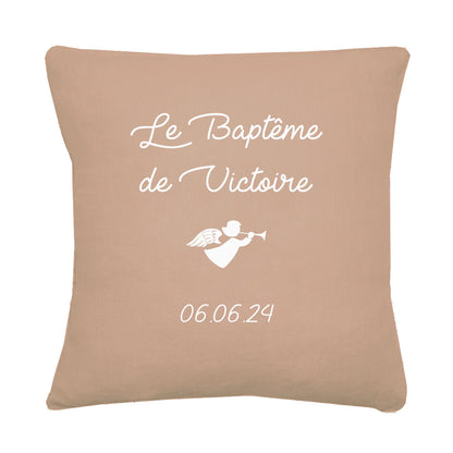 Coussins personnalisés beige - cadeaux personnalisés naissance