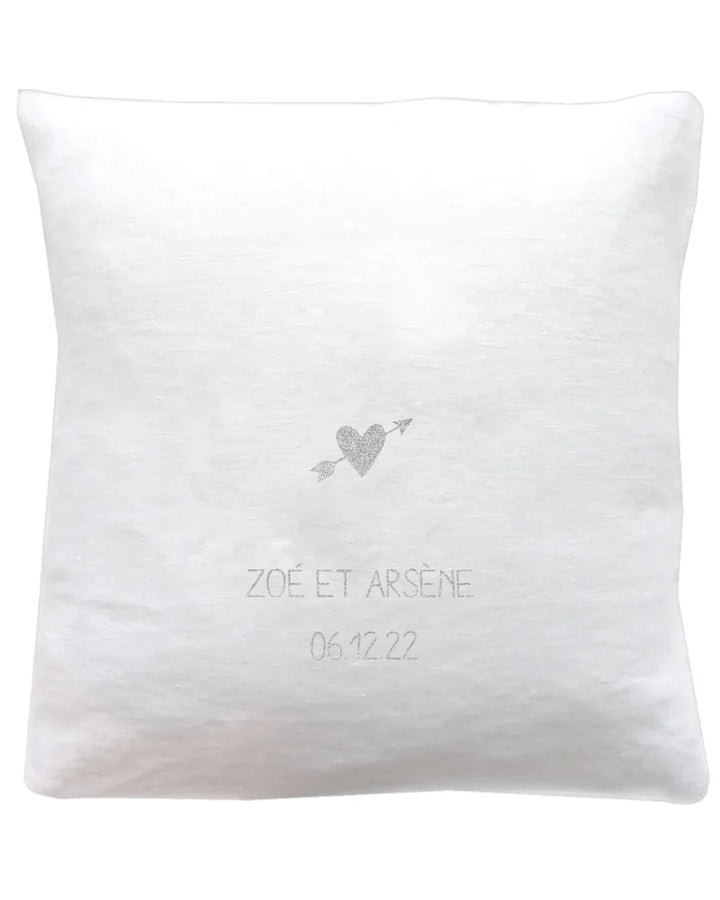 Coussin en lin personnalisé - Cadeau de mariage